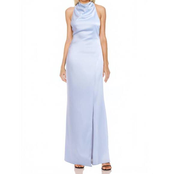 NEW BADGLEY MISCHKA daley halter neck gown in sky NEW BADGLEY MISCHKA daley halter neck gown in sky